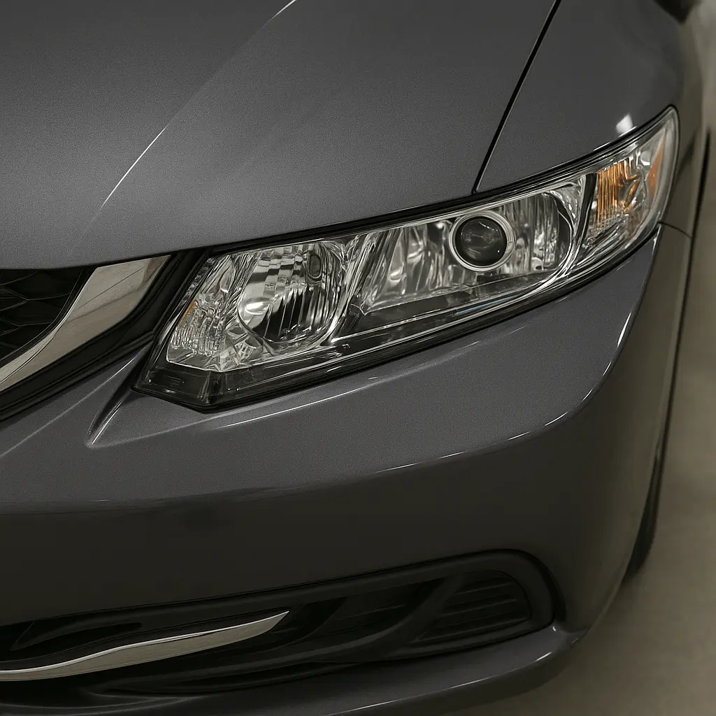 2015 Honda Civic foggy headlights before restoration